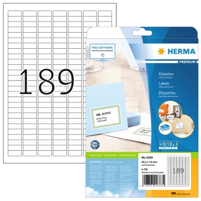 Afbeelding van Etiket HERMA 4333 25.4X10mm A4 25st