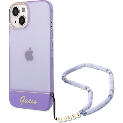 Afbeelding van Guess Telefoonhoesje voor Apple iPhone 14 Plus Paars Transparant, TPU materiaal, Beschermt tegen Stoten en Krasvrij.