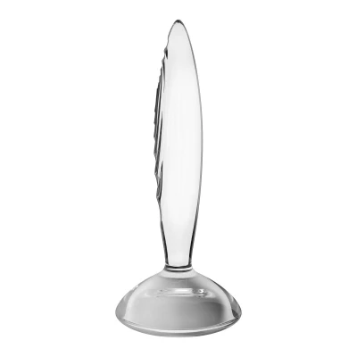 Afbeelding van Satisfyer Sparkling Crystal 21cm Glazen dildo Borosilicaatglas Gegroefde structuur voor meer stimulatie Brede basis veilig spelen Perfect speelplezier met warme en koude temperaturen