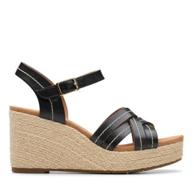 Afbeelding van Clarks Sabina Strap Espadrilles, Dames, Maat: 38, Black Leer