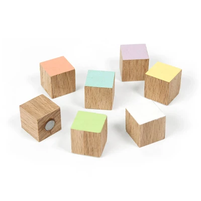 Afbeelding van Trendform Magneet Timber Set Van 7 Vierkant Hout Multicolour 1,5x1,5cm