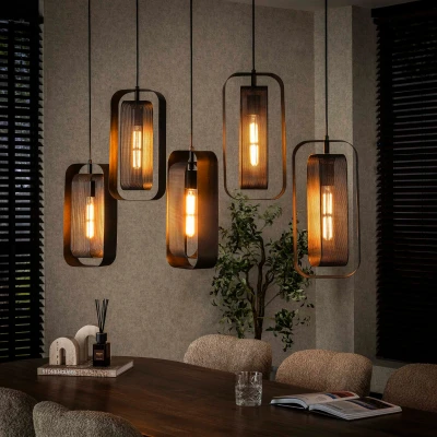 Afbeelding van Fraaai Kasey hanglamp 5L artic zwart Metaal