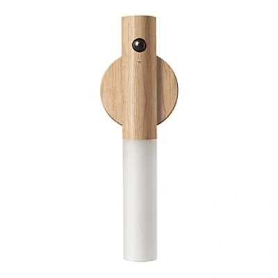 Afbeelding van Schindora Bewegingssensor Nachtverlichting, Magneet Lichaamssensor Hal Houten Wandkandelaar, Oplaadbare Draagbare Stairway LED lamp voor slaapkamer, hal, trap