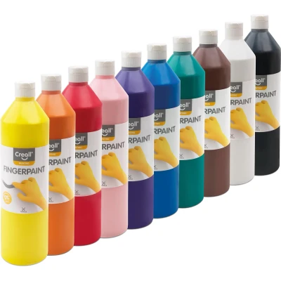 Afbeelding van Creall Vingerverf Happy, Set Met 10 Flesjes Van 750 Ml In Geassorteerde Kleuren
