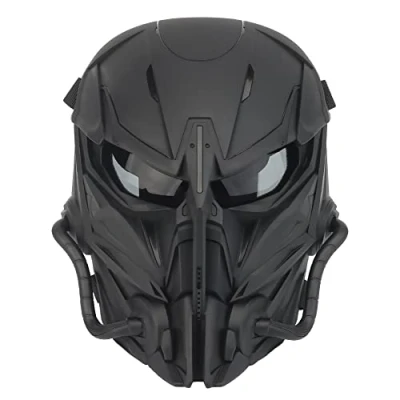 Afbeelding van Tactisch airsoft masker, gerookte lens, volledig gezicht, schedel, painball, beschermend masker voor Cs Wargame Halloween cosplay kostuum feest zwart
