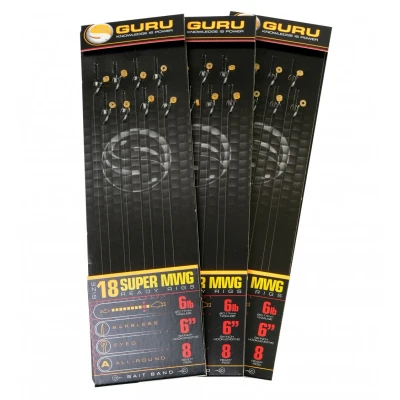 Afbeelding van Guru Super MWG Ready Rigs Bait Band Barbless 6&quot; Onderlijnen (15cm) Size 16 0.19mm
