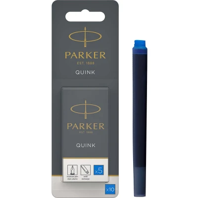 Afbeelding van Parker lange vulpen inktpatronen uitwasbaar blauwe inkt 5 vulpenpatronen (hangsell pack)