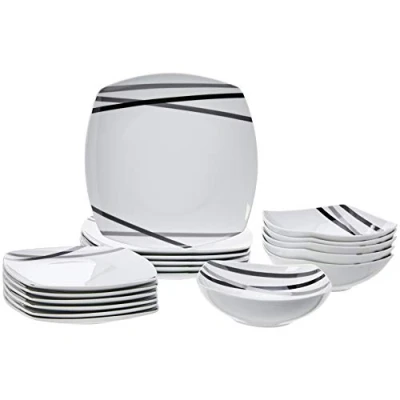 Afbeelding van Amazon Basics Servies van 18 stuks, moderne stralen, voor 6 personen