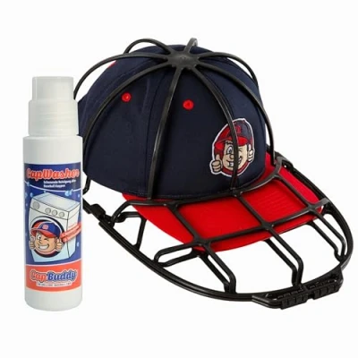 Afbeelding van Cap Buddy &amp; Washer het wonderwasmiddel met borstelkop voor basecap reiniging in vaatwasser alle heren golfdoppen zoals New Era Flexfit gebogen of rechte klep, wit zwart, Eén Maat