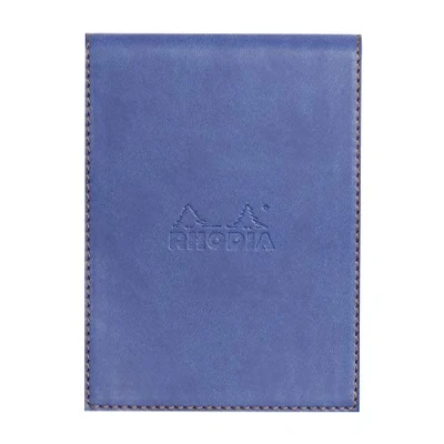 Afbeelding van RHODIA 128208C Klembordkoffer + Nietend notitieblok N12 Saphir 8,5x12 cm gevoerd 80 afneembare vellen wit Clairefontaine papier g/m potloodhouder kunstleer Rhodiarama Collection