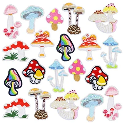 Afbeelding van 20Pcs Paddestoel Patches Strijken Op Voor Kleding, Mini Stickers Diy Borduurwerk Patch Naaien Craft Decoratie