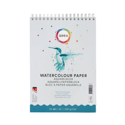 Afbeelding van Aquarelblok Qrea A5 20vel 200gr spiraal