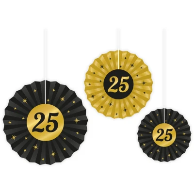 Afbeelding van Papieren Waaiers 25 jaar Classy 3 stuks