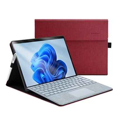Afbeelding van Omnpak hoes voor Surface Pro 8 tablet, zakelijke met pennenhouder, instelbare multi kijkhoek, compatibel het Type Cover toetsenbord