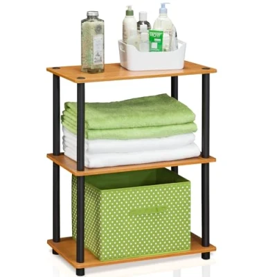 Afbeelding van Furinno Turn N Tube 3 laags compact multifunctioneel rek voor planken, staande plank, licht kersen