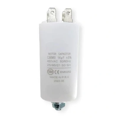 Afbeelding van DL pro Condensator motorcondensator 14µF 450V Ø35x65mm universeel met 6,3 mm AMP steekvlaggen en bevestigingsschroef M8 CBB60 aanloopcondensator motorstartcondensator voor elektrische huishoudelijke