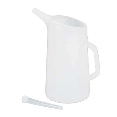 Afbeelding van Relaxdays oliekan met schenktuit meetbeker olie flexibele tuit kan wit 5 Liter