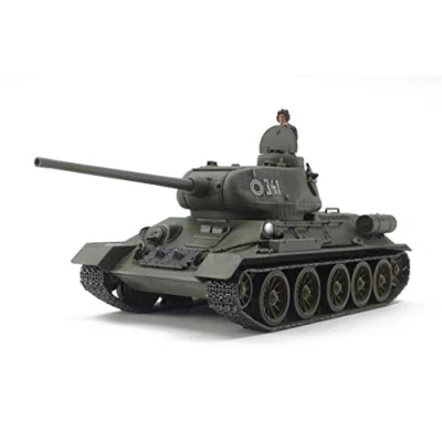 Afbeelding van TAMIYA 32599 000 1:48 Rus. Met Pz. T 34/85, modelbouw, plastic bouwpakket, knutselen, hobby, lijmen, donkergroen