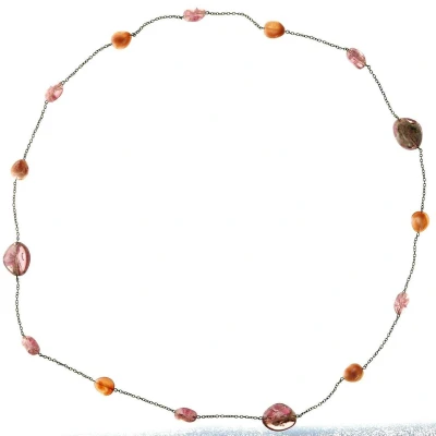 Afbeelding van Behave Lange ketting met paarse kralen 120 cm