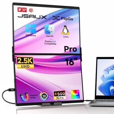 Afbeelding van JSAUX FlipGo 16&quot; Pro 2.5K Dual Screen draagbare monitor