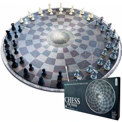 Afbeelding van Schaakbord XL voor 3 Personen Chess for Three Grijs