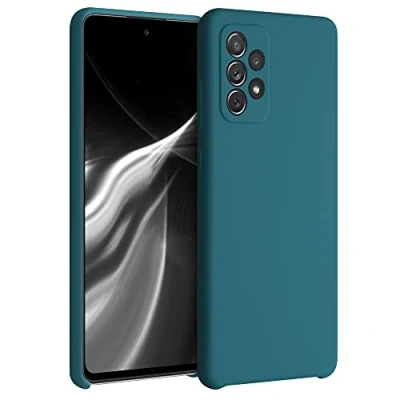 Afbeelding van kwmobile telefoonhoesje geschikt voor Samsung Galaxy A72 Hoesje met siliconen coating Smartphone case in mat petrol