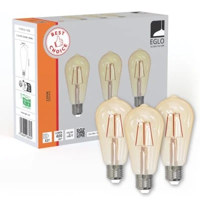 Afbeelding van Eglo Ledfilamentlamp Warm Wit St64 Amber E27 4w 3 Stuks