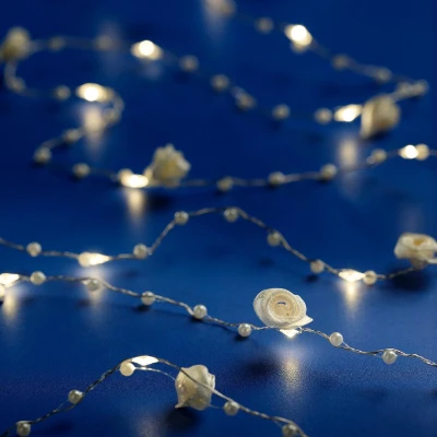 Afbeelding van Micro LED string met roosjes 190 cm lang 20 LED&#039;s