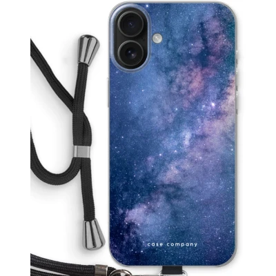 Afbeelding van Case Company® hoesje met Koord geschikt voor iPhone 16 Plus Nebula Telefoonhoesje Zwart Bescherming aan alle Kanten en Over de Schermrand