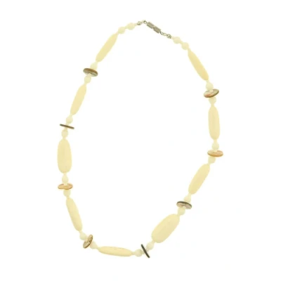 Afbeelding van Behave Schelpen ketting wit crème kleur 44 cm