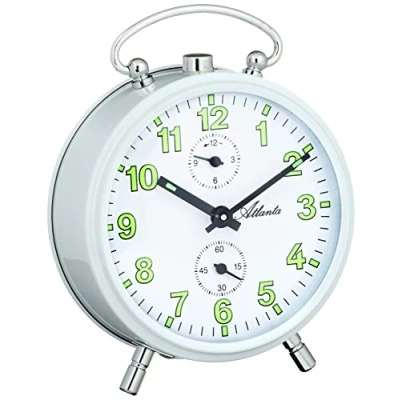 Afbeelding van Atlanta Mech. wekker analoog wit 1063 0, wit, Modern