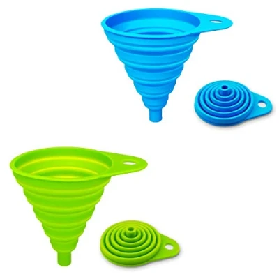Afbeelding van 2 Pack Siliconen Opvouwbare Trechter, Flexibel/Opvouwbaar/Keuken Trechter voor Waterfles Vloeibare Transfer Smalle en Brede Mond Trechters Hopper(Groen Blauw) Merk: ddLUCK