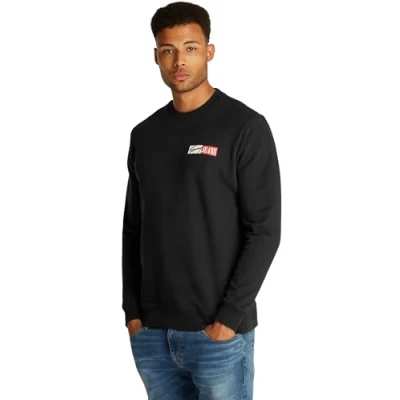 Afbeelding van Tommy Jeans Heren TJM REG ENTRY GRAPHIC CREW EXT DM0DM20341 Pullover Sweatshirt, Zwart (zwart), XS, XS