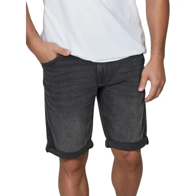 Afbeelding van TOM TAILOR Jeansshort voor heren, stretch, kort, regular slim fit, Josh, korte broek, bermuda shorts, zomer, denim, effen, blauw, zwart, 30, 31, 32, 33, 34, 36, 38, 40, 42, Black Wash (10270), 40W