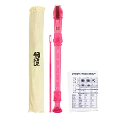 Afbeelding van Mad About REC01 Descant Recorder, Sopraan School Recorder met tas, Reinigingsstaaf en Vingering Chart, Roze