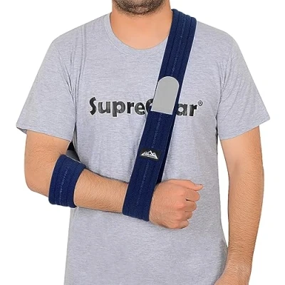 Afbeelding van supregear Arm Sling, Verstelbare Lichtgewicht Comfortabele Schouder Startonderbreker Sling Ademende Medische Ondersteuning voor Gewonde Arm/Hand/Elleboog, 180cm (Donkerblauw)
