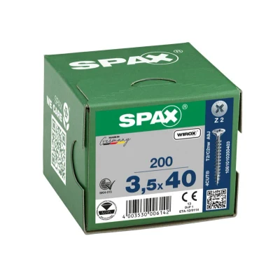 Afbeelding van Spax spaanplaatschroeven platverzonken kop verzinkt pozidriv 3.5x40mm (per 200 stuks)