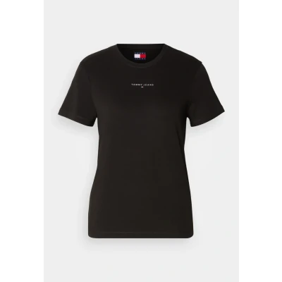 Afbeelding van Tommy Jeans Linear TEE Tshirt basic, Dames, Maat: 32, Black