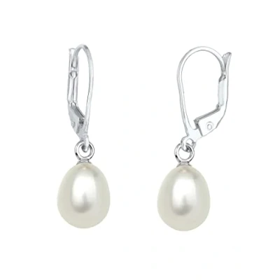 Afbeelding van Elli Damesoorbellen klassiek basic met zoetwaterparel in 925 Sterling zilver, Eén maat, Zonder