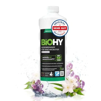 Afbeelding van BiOHY Vloerreiniger voor dweilrobots met een frisse lentengeur (1 Liter Fles) Reinigingsmiddelconcentraat alle Schuimvrij &amp; Streeploos Duurzaam 1:200 concentraat (Wischroboter