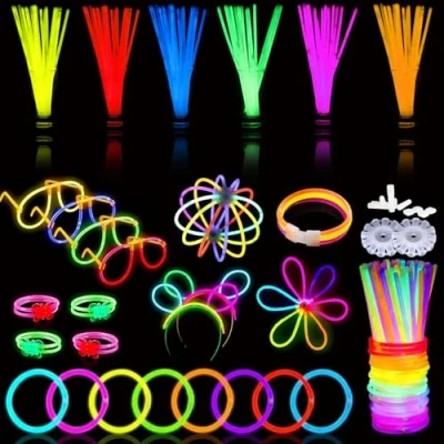 Afbeelding van 15 stuks premium 8 inch glow sticks met connectoren om neon ketting polsband armbanden, feestartikelen, feesttasvullers voor kinderen te maken feestaccessoires, langdurige gloeisticks