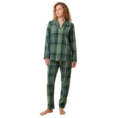 Afbeelding van Triumph Dames Boyfriend PW X Checks Pyjamaset, Green Combinatie, 42, Combination, 42