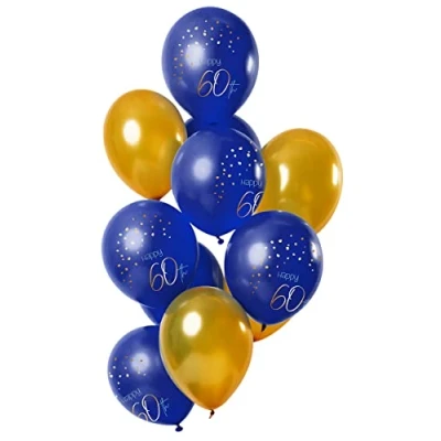 Afbeelding van Folat Ballonnen Elegant True Blue 60 jaar 30 cm 12 stuks