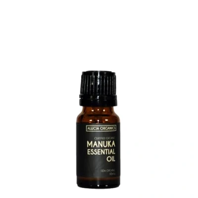 Afbeelding van Alucia Organics Gecertificeerde Biologische Manuka Essentiële Olie (Manuka Essential Oil) 10ml puur, natuurlijk, dierproefvrij, veganistisch, onverdund voor gebruik in huidverzorging, aromatherapie, massagemengsels en diffusers