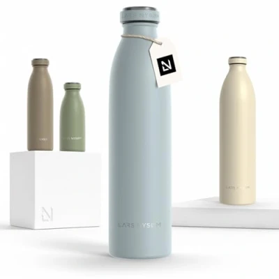 Afbeelding van LARS NYSØM &#039;Ren&#039; Roestvrijstalen drinkfles 750ml BPA vrije geïsoleerde waterfles 0,75 Liter Baby Blue
