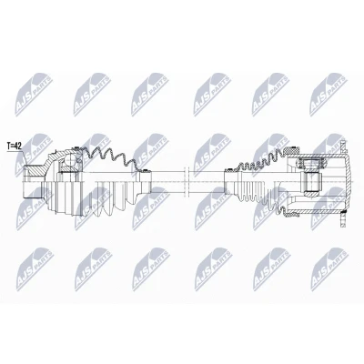 Afbeelding van NTY NPW AU 053 Aandrijfas Vooras links, rechts 492mm AUDI: Q5
