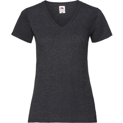 Afbeelding van Fruit Of The Loom Dames Vrouwen Fit Valuegewicht V hals T shirt met korte mouwen (Donker Heather)