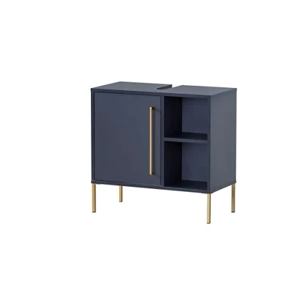 Afbeelding van Schildmeyer Kent Wastafelonderkast, houtmateriaal, nachtblauw/goud, 65,3 x 33,1 63,3 cm