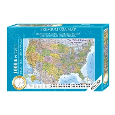 Afbeelding van Close Up USA puzzel 1000 stukjes Amerika 68 x 48 cm Premium Map 2021 MAPS IN Minute