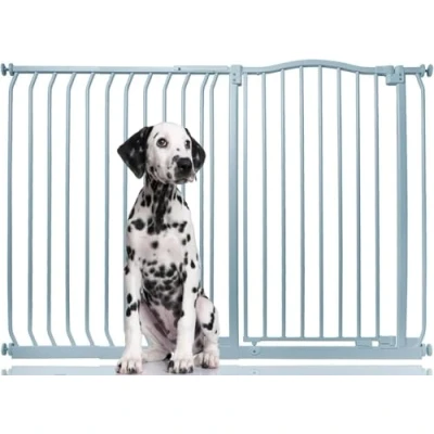 Afbeelding van Bettacare Extra Hoge Hondenhekje met Gebogen Bovenkant Assortiment, 134cm 143cm (69 opties beschikbaar), Mat Grijs, Hoog 100cm in Hoogte, Drukfit Hekje voor Hond en Puppy, Huisdieren Honden, Eenvoudige Installatie